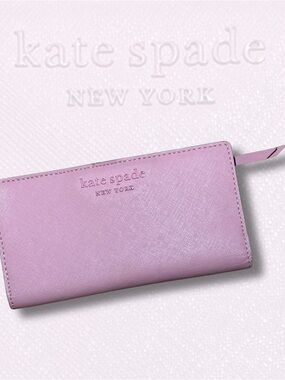 kate spade pastel pink saffiano zip wallet